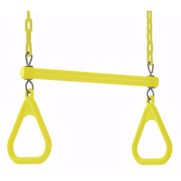 Swingan Trapeze Swing Bar - Vinyl Coated Chain - Fully Assembled - Yellow SWTSC-YL